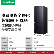 容聲家用法式四門(mén)1.85/1.9米高60厘米深75厘米寬一級變頻風(fēng)冷無(wú)霜冰箱 452升70寬 一級雙變頻風(fēng)冷 生態(tài)養鮮