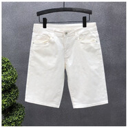 凱普蒂高品質(zhì)純色牛仔褲男修身小腳春秋新款九分褲男士精神小伙休閑長(cháng)褲 白色【T05五分褲】 【送運費險】 28 【95-105斤】