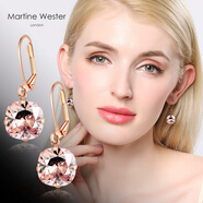 Martine Wester水晶耳環(huán)女時(shí)尚飾品生日情人節(jié)禮物方枕方形耳飾簡約生日 古典玫瑰