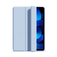 適用ipad手機殼air6ipadpro三折Air5/4液態(tài)硅防摔手機保護殼套 【白冰藍】親膚觸感輕薄便攜送鋼化膜 iPad Air 6(10.9寸)
