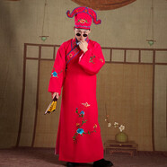 acvcas江南四大才子衣服古裝服裝唐伯虎秀才小生服才子年會(huì)婚禮表演戲服 高檔玫紅+帽子 M （身高155-165cm）