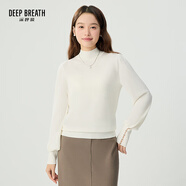 深呼吸DEEP BREATH女裝金屬扣可機(jī)洗純羊毛針織衫女A301328 白 L (4碼)