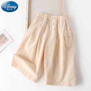 迪士尼（Disney）女童闊腿褲韓版洋氣夏季兒童七分褲女孩棉麻褲子直筒褲寶寶休閑褲