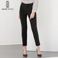 名師路九分褲休閑褲女秋季新款職業(yè)裝簡(jiǎn)約彈性百搭加厚鉛筆褲小腳褲 黑色88 M