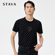 斯得雅（STAVA）男裝圓領(lǐng)透氣短袖t恤夏季透氣新款印花男T恤64261010 黑色 XL (175)