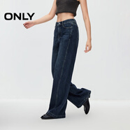 ONLY秋季休閑百搭松弛感高腰直筒牛仔褲女|124332043 J39 藍黑 S (160) 64A