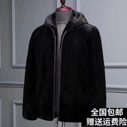 雪淚貂皮外套男潮流整貂皮毛一體冬季精神小伙雕衣金水貂絨仿皮草大衣 黑色連帽 S 100斤以下
