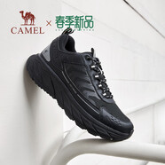 駱駝（CAMEL）2024春季新款輕便簡約跑步運動鞋透氣舒適抓地休閑鞋男 G14S090610 黑色 38