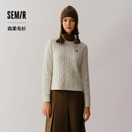森馬（Semir）森柔毛衫|毛衣女絞花溫柔寬松2024冬圓領(lǐng)刺繡套頭衫109724107002