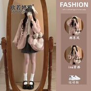 歐若婷雅多巴胺穿搭森系學(xué)院風(fēng)毛衣套裝女寬松甜美慵懶風(fēng)針織衫短款連衣裙 開衫+百褶裙 L