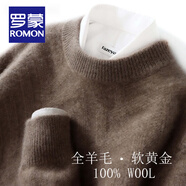 羅蒙（ROMON）男士圓領(lǐng)加厚毛衣男寬松商務(wù)休閑羊毛針織衫男打底衫男士 原絨紫 XL