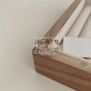 覓馨韓國新款復古幾何仿古銀戒指 甜酷少女風(fēng)花朵水鉆均碼戒圈手飾品 銀色微鑲鏈條開(kāi)口戒指