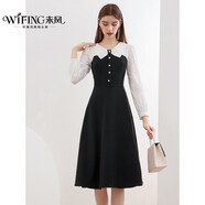 未風(fēng)黑色假兩件連衣裙女2025秋裝新款氣質(zhì)名媛優(yōu)雅減齡長(zhǎng)袖裙子 黑色 L