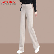 LOVER RUCCI法國窄版闊腿褲女春秋2026新款高腰寬松垂感女士休閑直筒褲子秋季 燕麥色 L (建議100斤-115斤)