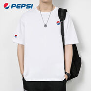 百事（PEPSI）/百事可樂純棉短袖t恤男女同款2023夏季新款休閑寬松打底衫 【Pepsi】白色 L130-150斤