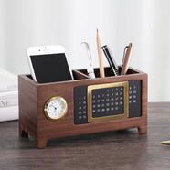 初心萬(wàn)年歷筆筒辦公桌收納文具開(kāi)學(xué)禮贈商務(wù)紀念品創(chuàng  )意禮物 胡桃木萬(wàn)年歷筆筒升級款(石英表)