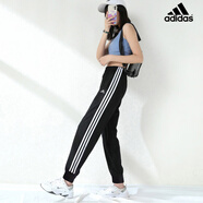 阿迪達(dá)斯 （adidas）女褲 2025年秋冬季運(yùn)動褲女針織束腳長褲百搭休閑褲運(yùn)動衛(wèi)褲女 GR9604/經(jīng)典條紋/店長力薦 L