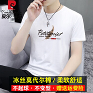 皮爾卡丹（pierre cardin）冰絲莫代爾棉男士短袖t恤2025新款潮流夏季半袖圓領(lǐng)體恤男打底衫 白色 L 【適合115-130斤】