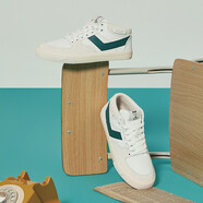 普尼男女款春夏款情侶滑板鞋低幫拼接休閑耐磨Atop運動(dòng)休閑板鞋13M1AT 白色/藍綠色（女） 35