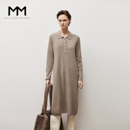 麥檬MM23年秋冬新款時(shí)尚復古針織長(cháng)袖連衣裙女5EB993861 駝色紐扣93861 S