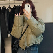 怡曼芙棉服女短款冬季厚款棉衣免洗pu皮學(xué)小個(gè)子加厚學(xué)院風(fēng)棉襖外套女 綠色 S