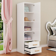 MD衣柜小型櫥臥室單人掛長(cháng)連衣裙柜陽(yáng)臺飄窗儲物出租房立柜可定制 四層雙抽長(cháng)40深40高180