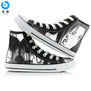 牧獸火影忍者高幫帆布鞋涂鴉漫畫(huà)鳴人佐助鼬學(xué)生動(dòng)漫周邊 黑白佐助鼬B(niǎo)款 44