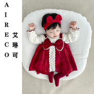 新生嬰兒衣服春秋季女寶寶春裝連體衣嬰幼兒哈衣滿月百天禮服裙子 網紗公主包屁裙 #不含發(fā)帶 59cm（建議10斤以內）