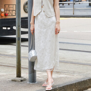 美洋（MEIYANG）月光半裙水晶亮片網(wǎng)紗朦朧仙氣溫柔氣質(zhì)松緊腰紗裙氣質(zhì)休閑半身裙 白色 S