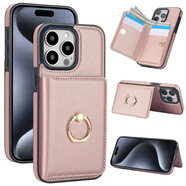 適用iPhone15Promax手機殼錢包插卡蘋果14指環(huán)支架保護殼套防摔全 玫瑰金【T純色指環(huán)】 iPhone15