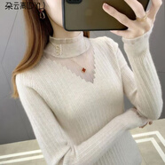 朶云離半高領(lǐng)毛衣女套頭2025春秋新款修身蕾絲針織衫內(nèi)搭上衣洋氣打底衫 卡其色 春秋款 XL （120-125斤）