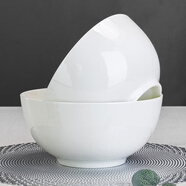 純白吃飯碗家用骨瓷碗釉下彩餐具10個(gè)裝陶瓷碗盤組合面碗湯碗大號 純白8英寸大湯碗2個(gè)