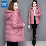 真維斯（JEANSWEST）棉襖外套羽絨棉服女中長款2024秋冬裝新款青中年加厚中款棉衣女士 粉色 L 【推薦95-110斤】
