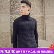依零依蓓高領毛衣男秋冬新品針織衫男黑色線衣修身打底衫加絨毛衣冬季加厚 132-黑色單里 2XL