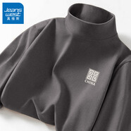 真維斯（JEANSWEST）雙面德絨打底衫男秋冬季長(cháng)袖t恤男保暖內搭上衣加絨半高領(lǐng)秋衣男 高領(lǐng) 深灰 紀方塊_K 4XL