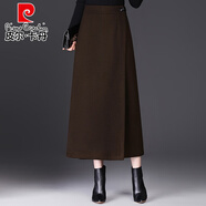 皮爾卡丹（pierre cardin）針織一片式毛呢半身裙a字包臀裙中長(zhǎng)款秋冬女新款垂感遮胯休閑一 咖色 4XL