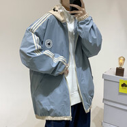 NEW OR MODE春秋季連帽夾克衫男韓版ins工裝休閑外套學(xué)生寬松潮流運動(dòng)上衣服 JK58803-牛仔藍 XL