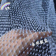 康智貓網(wǎng)紅鏤空漁網(wǎng)燙鉆無袖背心女外穿性感打底上衣歐美夜店潮流 均碼 圓領(lǐng)銀色短款(長45CM)