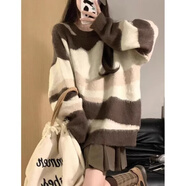 風(fēng)采兔 毛衣女2024秋冬新款美拉德漸變條紋胖mm顯瘦軟糯水貂絨針織衫潮 圖片色 均碼