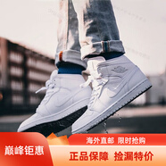 耐克（NIKE）男女鞋Air Jordan 1 高幫AJ1喬1 男女情侶高幫籃球鞋海外直郵 554724-554725-109 白 37.5