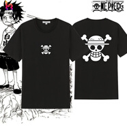 山森南獅海賊王t恤潮牌路飛索隆艾斯動(dòng)漫周邊聯(lián)名短袖男學(xué)生衣服夏季 雙面骷髏頭 童16