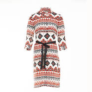 白領(lǐng)暗門(mén)襟系 黑腰帶真絲連衣裙 BOXIMY20-301 波西米亞格 160/M