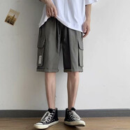 港風(fēng)ins夏季日系直筒大口袋工裝短褲男韓版寬松大碼胖哥百搭五分休閑褲潮中褲子男 505#深灰色 XL