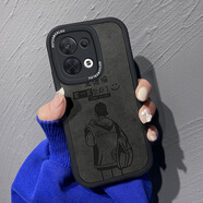 澤逸 適用 opporeno8/pro/+手機殼 鏡頭全包硅膠新款卡通防摔軟殼皮紋個性文字男女 (酷炫黑)生活笑笑-贈保護膜 opporeno8pro+