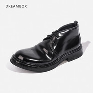 dreambox鈞博vibram高端意大利馬臀皮高幫皮鞋復(fù)古手工固特異男靴 黑色 39