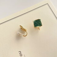 伊燦夏季法式墨綠耳釘女小眾設計感耳環(huán)無(wú)耳洞耳夾氣質(zhì)高級感新款耳飾 墨綠色耳夾款