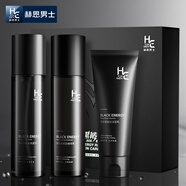 赫恩（H&E）男士黑能量醒膚護(hù)膚套裝禮盒3件套（洗面奶100g+爽膚水100ml+乳液100ml保濕補(bǔ)水）