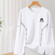 【潮流前線(xiàn)】男士長(cháng)袖T恤秋季印花元素運動(dòng)休閑兩不誤透氣圓領(lǐng) WA【長(cháng)袖-白色-雙桿款】 M【建議80-100斤】