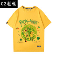 C2潮朝瑞克和莫蒂T恤周邊聯(lián)名nasa短袖rick and morty莫迪與瑞克體恤 姜黃色 S