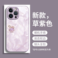 迪曼達（DIMANDA）適用于蘋果16promax手機殼iPhone15玻璃彩繪水鉆兔子網(wǎng)紅潮牌手機殼 【草紫色】 iPhone 15 Pro